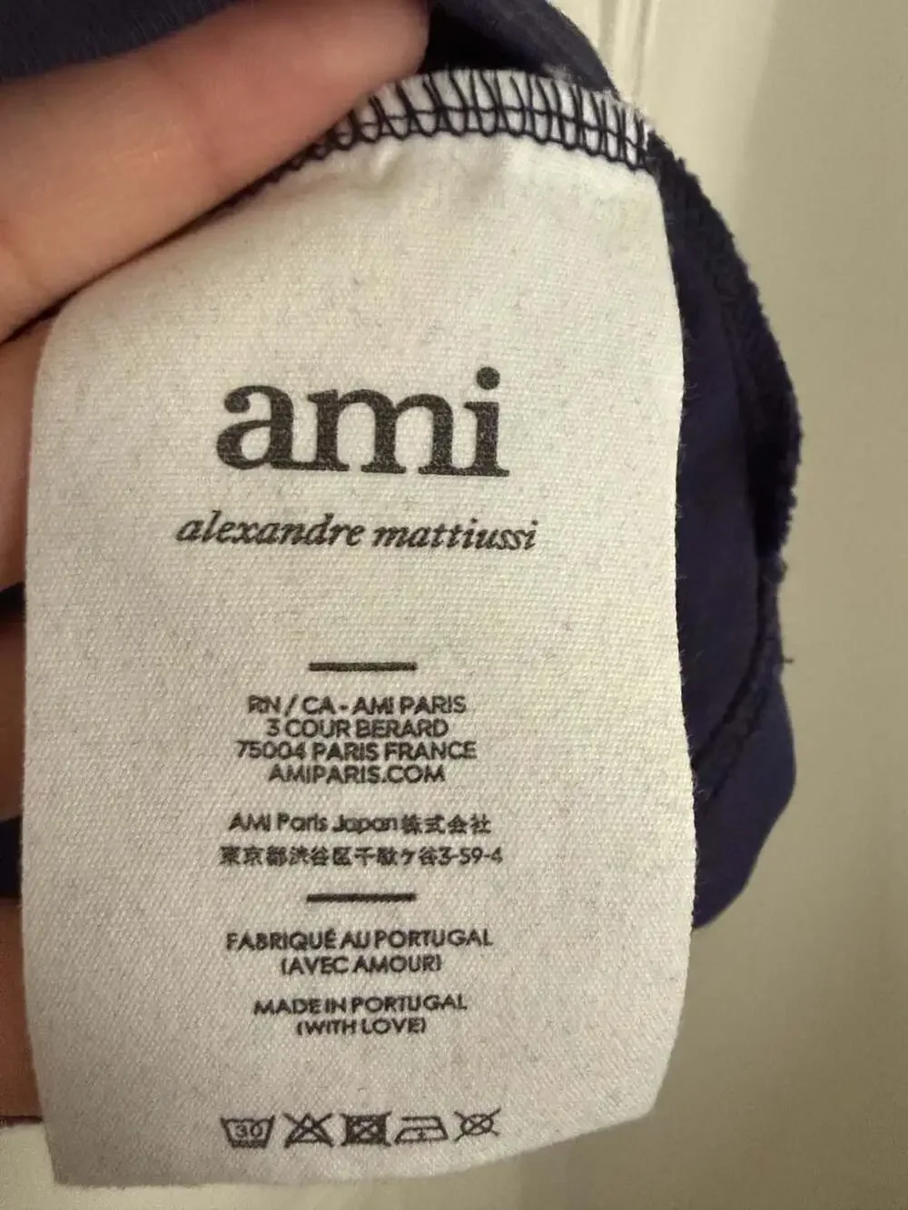 AMI Alexandre Mattiussi Navy Ami de Coeur Knitted Patch T-Shirt
